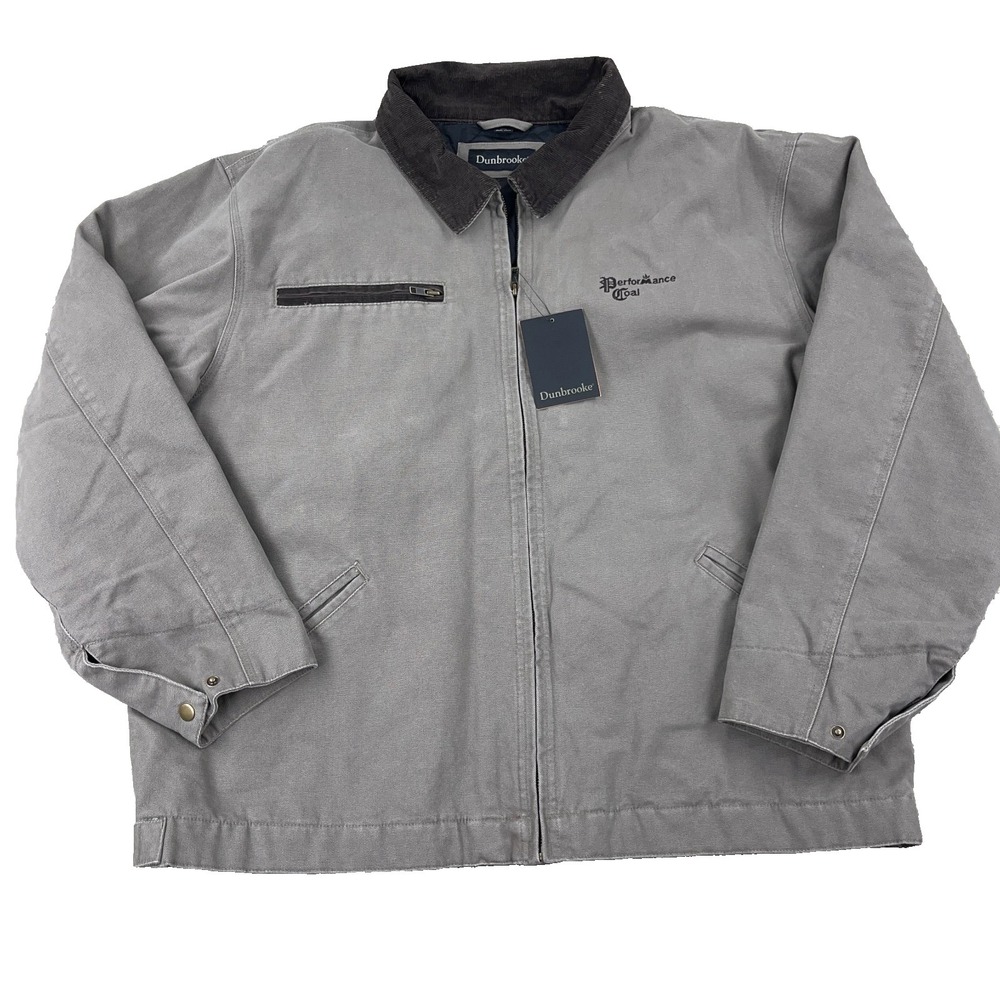 Vintage Dunbrooke Jacket Men XL Tan Duck Canvas Lined Corduroy Collar Detroit A1